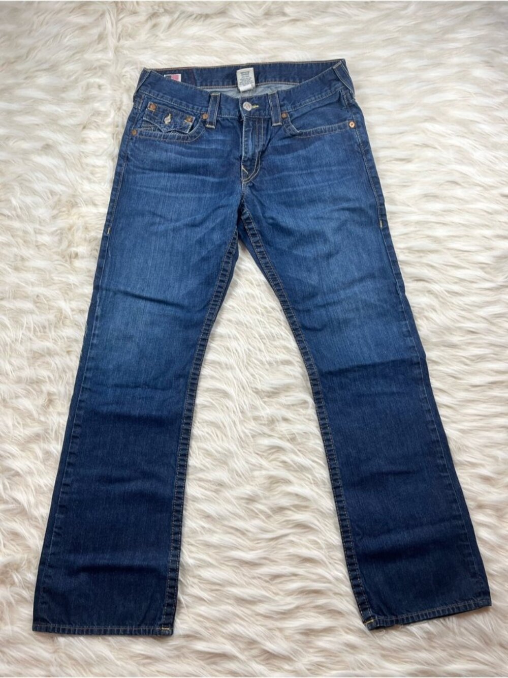 True Religion Ricky Western Jeans 34x33 Straight Leg Light Wash